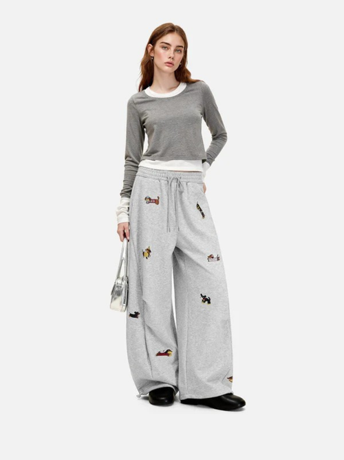 Embroidered Pup Barrel Sweatpants
