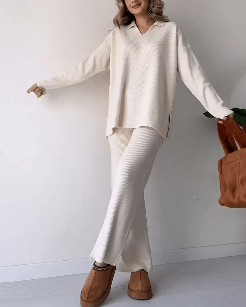 LUXE POLO COMFY SET (Ribstof) - Elegant Tweedelig Loungewear